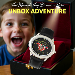 Montre Logo Du Service D'Incendie Gold Et Badge Rouge Ave