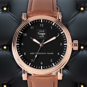 Montre Logo Et Nom De L'Entreprise Promotionnel Noir