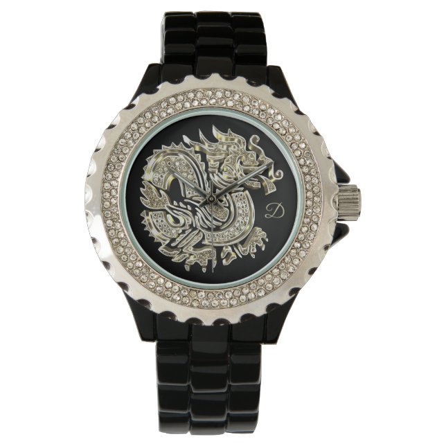 Montre Logo Golden Dragon Ajouter Monogramme Élégant (devant)