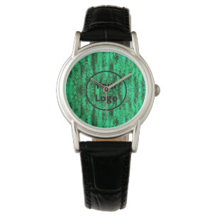 Montre Logo personnalisé motif en pixels vert et noir