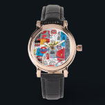 Montre Londres, Angleterre<br><div class="desc">Global Travel III par Farida Zaman. Image de Londres,  Angleterre avec divers monuments célèbres et éléments emblématiques de la ville.| SID23322</div>