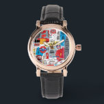 Montre Londres, Angleterre<br><div class="desc">Global Travel III par Farida Zaman. Image de Londres,  Angleterre avec divers monuments célèbres et éléments emblématiques de la ville.| SID23322</div>