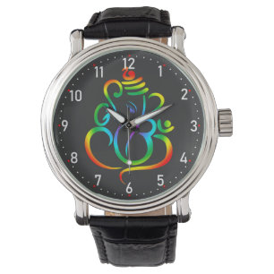 Montre Lord Ganesha en couleur sur le noir