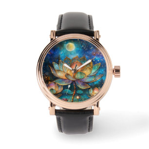 Montre Lotus de verre tendu fleurit au clair de lune