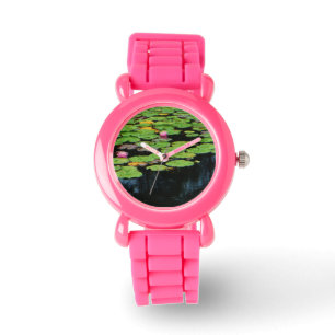 Montre lotus rose eau noire