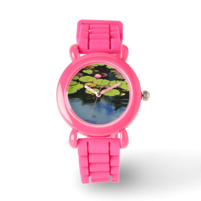 Montre Lotus rose en pluie (Recto)