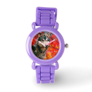 Montre Loup à travers les feuilles dans une forêt