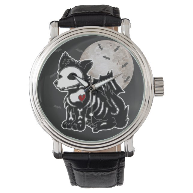 Montre Loup Anime Emo Goth Edge Squelette Halloween Chien (devant)