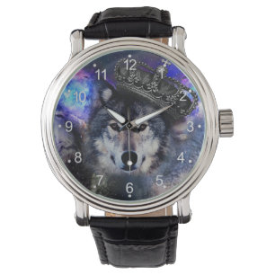 Montre Loup d'animal dans la couronne