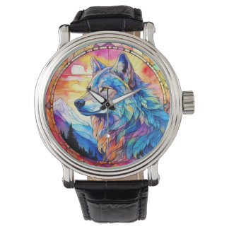 Montre Loup en vitrail
