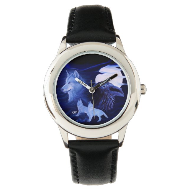 Montre Loup et corbeau avec pleine lune (devant)