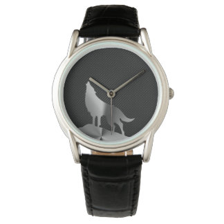 Montre Loup hurlant métallique avec fibre de carbone