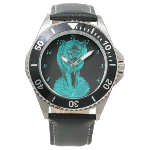 Montre Loup noir en colère dans la nuit
