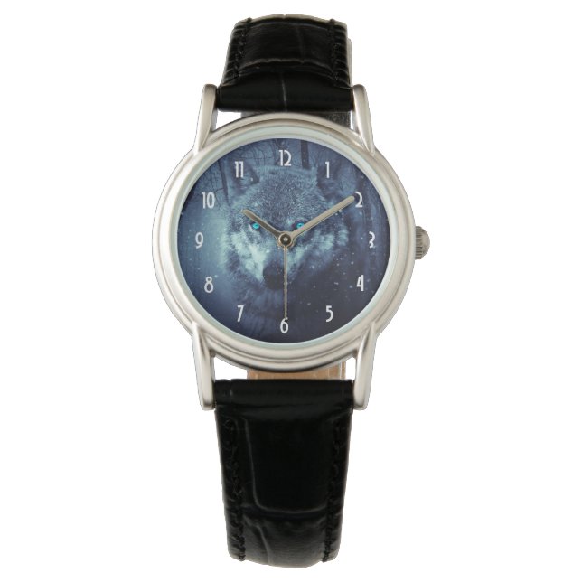 Montre Loup sauvage magique aux yeux bleus Extraordinaire (devant)