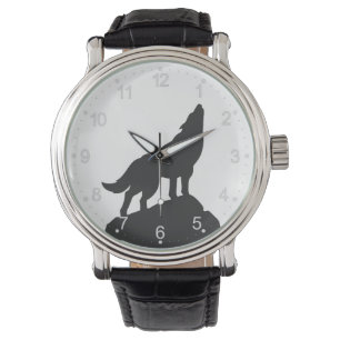 Montre loup silhouette hurler - Choisir la couleur arrièr
