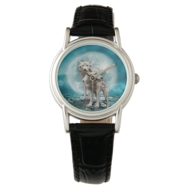 Montre Loups blancs et lune (devant)
