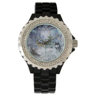 Montre Loups dans l'arbre de Noël de la veille de Noël Wo