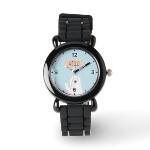 Montre L'ours polaire mignon dans la neige dit Bonjour