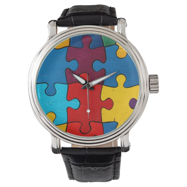 Montre Love Heart Puzzle Sensibilisation sur l'autisme d' (devant)