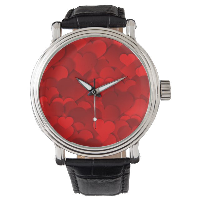 Montre Love Hearts Texture Rouge Motif-19909 (devant)