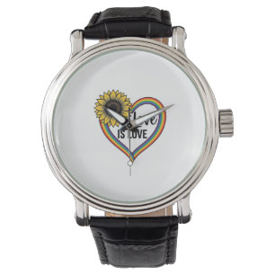 Montre Love Is Love Tournesol Cœur Vintage Vector T-Shirt