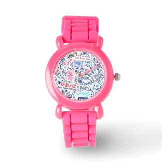 Montre Love Love Love - jolie fille rose Parties scintill
