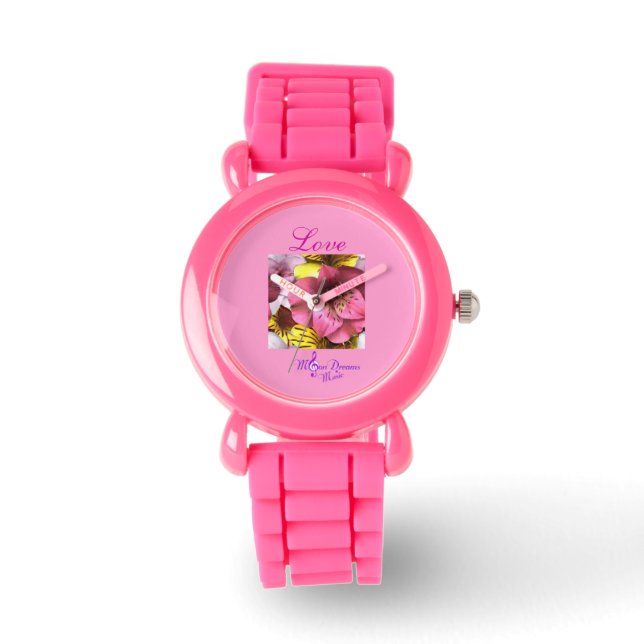 Montre "Love" Parties scintillant rose (Recto)