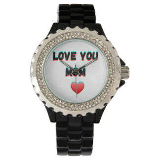 Montre Love You Mom - Typographie manuscrite au coeur