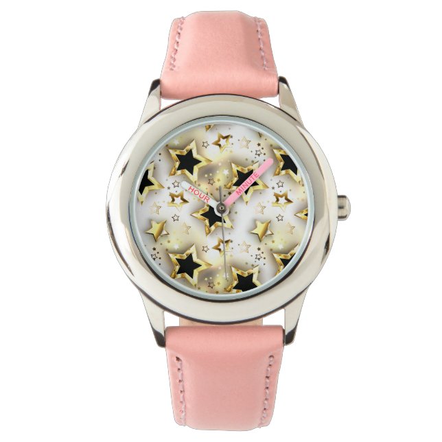 Montre Lumière transparente avec étoiles or (devant)