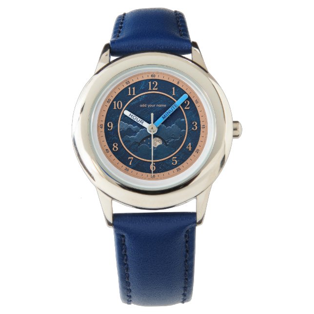 Montre Lune Bleue & Argentée (devant)