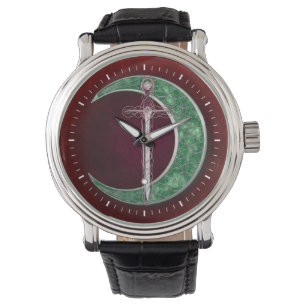 Montre Lune céleste rouge et verte