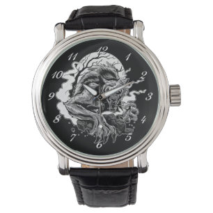 Montre Lune de loup-garou monochrome
