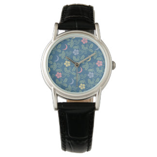 Montre Lune et fleurs