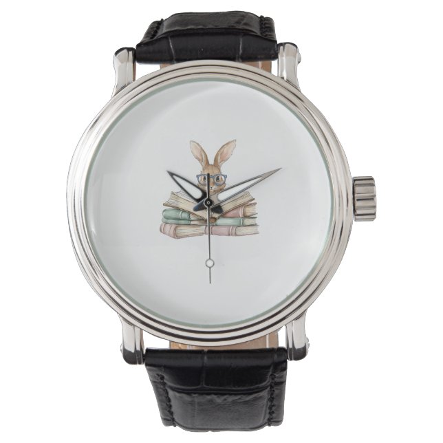 Montre Lunettes de lecture de lapin mignon livres lecteur (devant)