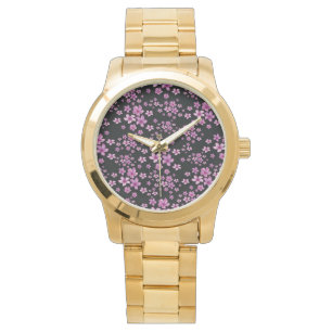 Montre Luxe Populaire Noir violet Floral