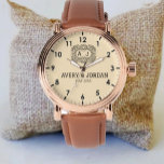 Montre Luxury cream couple names initials monogram<br><div class="desc">Luxury timepieces monogram cream couple names initials Watch are an ideal way to mark a milestone in a relationship, celebrate a union, or present as a unique gift for a unique couple. In an exciting and ever-evolving range of styles and configurations, they can also be customized with precious to ensure...</div>
