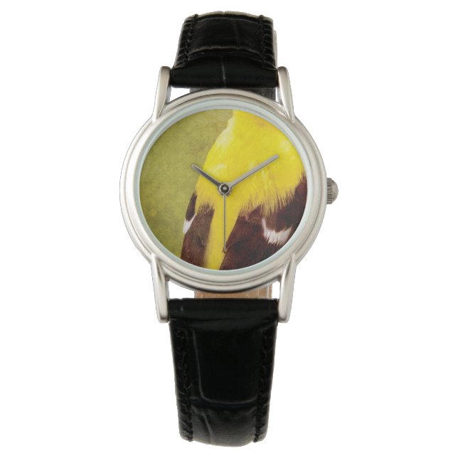 Montre Luxury Designer Goldfinch Bird Art Watch  (devant)