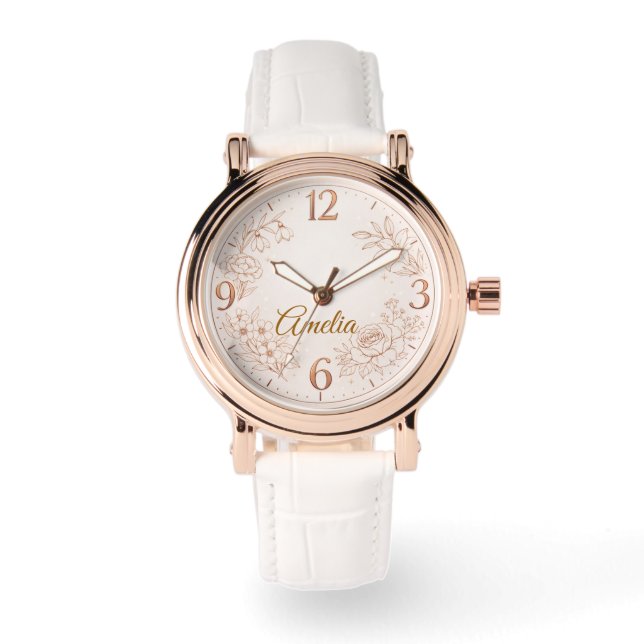 Montre Luxury Personalized Birth Flower Watch Gift (Recto)