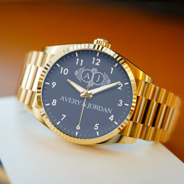 Montre Luxury romantic couple name monogram wristwatch (Créateur téléchargé)