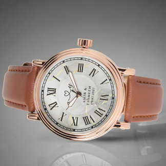 Montre Luxury Rose Gold & Brown Leather Men's Watch