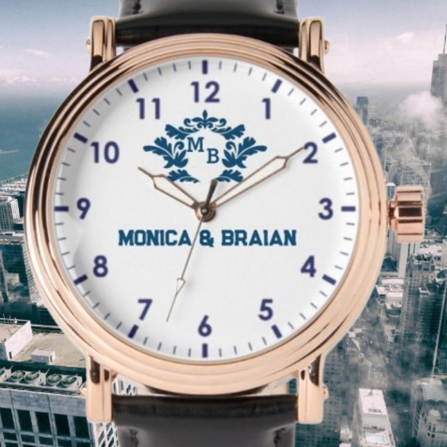 Montre Luxury vintage blue Monogram white (Créateur téléchargé)