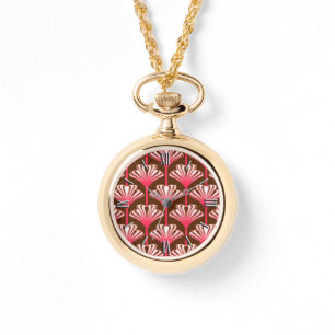 Montre Lys Art déco, Brown foncé et rose corail