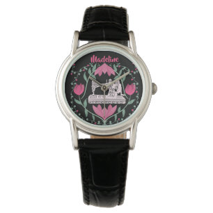 Montre Machine à coudre vintage : Motif Floral Personnali