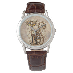 Montre Machine de style rétro Vintage de chat Steampunk