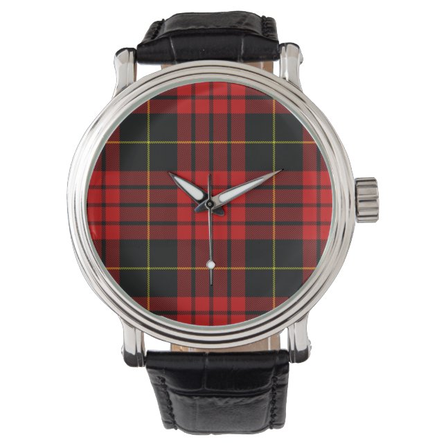 Montre MacQueen Tartan rouge et noir plaid (devant)