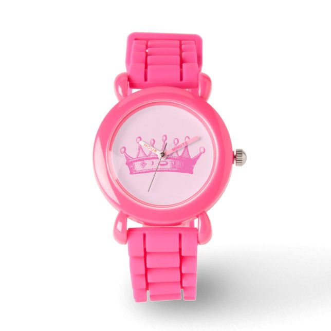 Montre Magenta Princess Crown sur Arrière - plan rose (Recto)