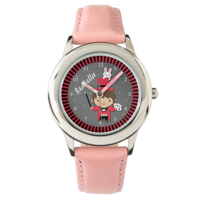 Montre Magicien fille mignonne et lapin pour enfants (devant)