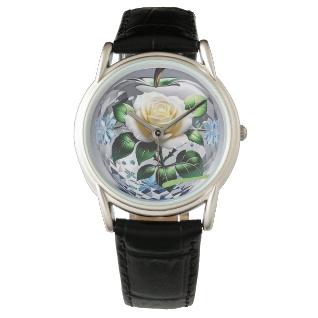 Montre Magnifique conception de logo d'une fleur de rose  (devant)