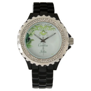 Montre Magnifique design floral vert.