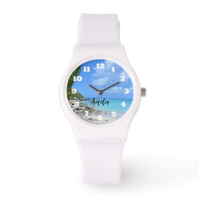 Montre Magnifique plage tropicale turquoise (Recto)